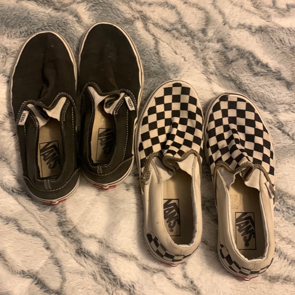 vans flats (BOTH PAIRS INCLUDED) checkered and black size 6.0 in Women’s